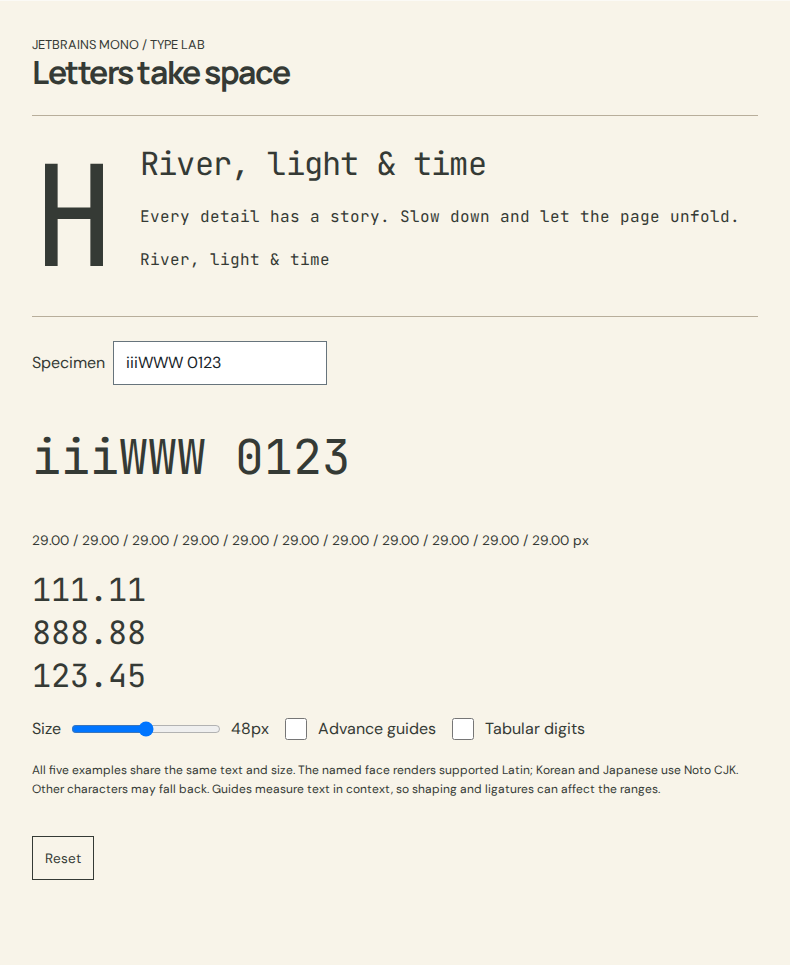 Compare the same text specimen