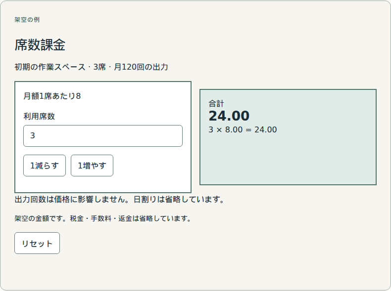 利用権を持つ席ごとに請求します。
