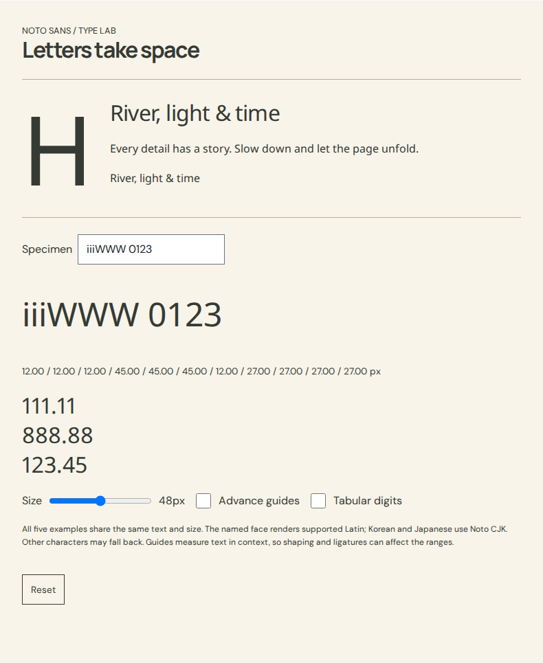 Compare the same text specimen