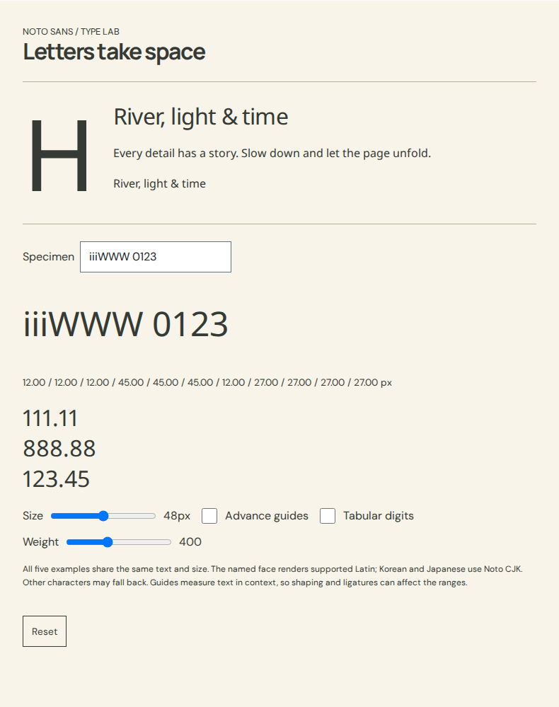 Compare the same text specimen
