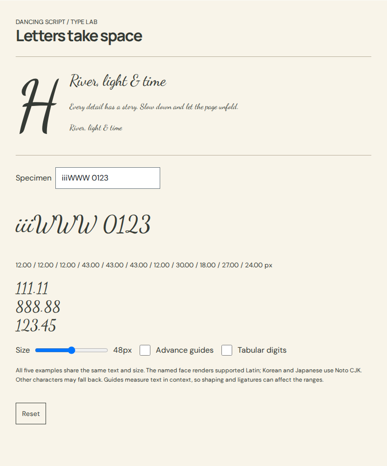 Compare the same text specimen