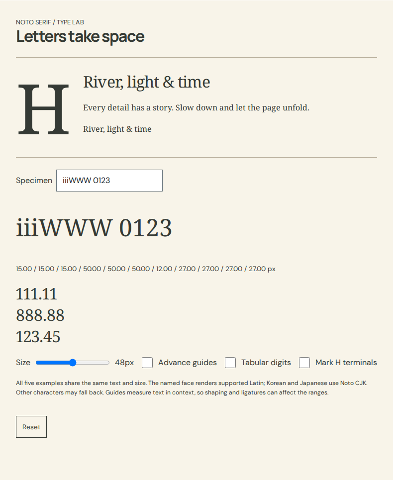 Compare the same text specimen