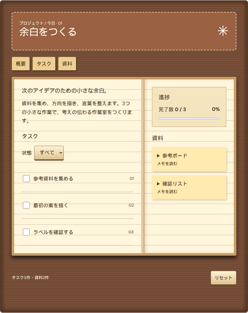 同じプロジェクト作業室でスタイルを比較